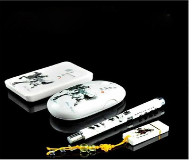 陶瓷笔+u盘+无线鼠标+移动电源 马到成功陶瓷礼品套装