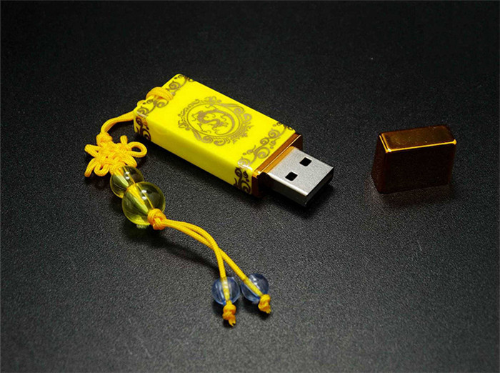 黄陶瓷U盘,黄瓷套装优盘
