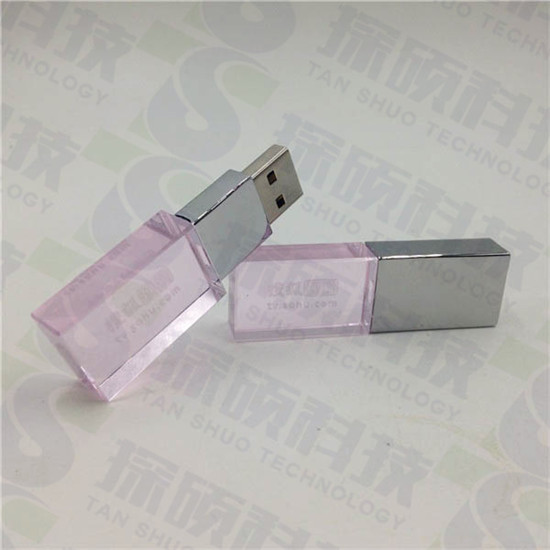粉色水晶U盘,新款发光U盘定制,搜狐视频礼品U盘,透明U盘定做厂家